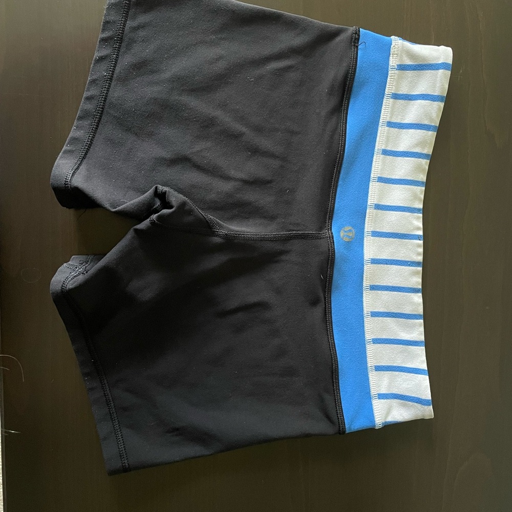 Lululemon Black Shorts with Blue Striped Waistband